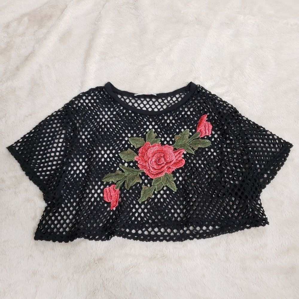 Fishnet roses crop top